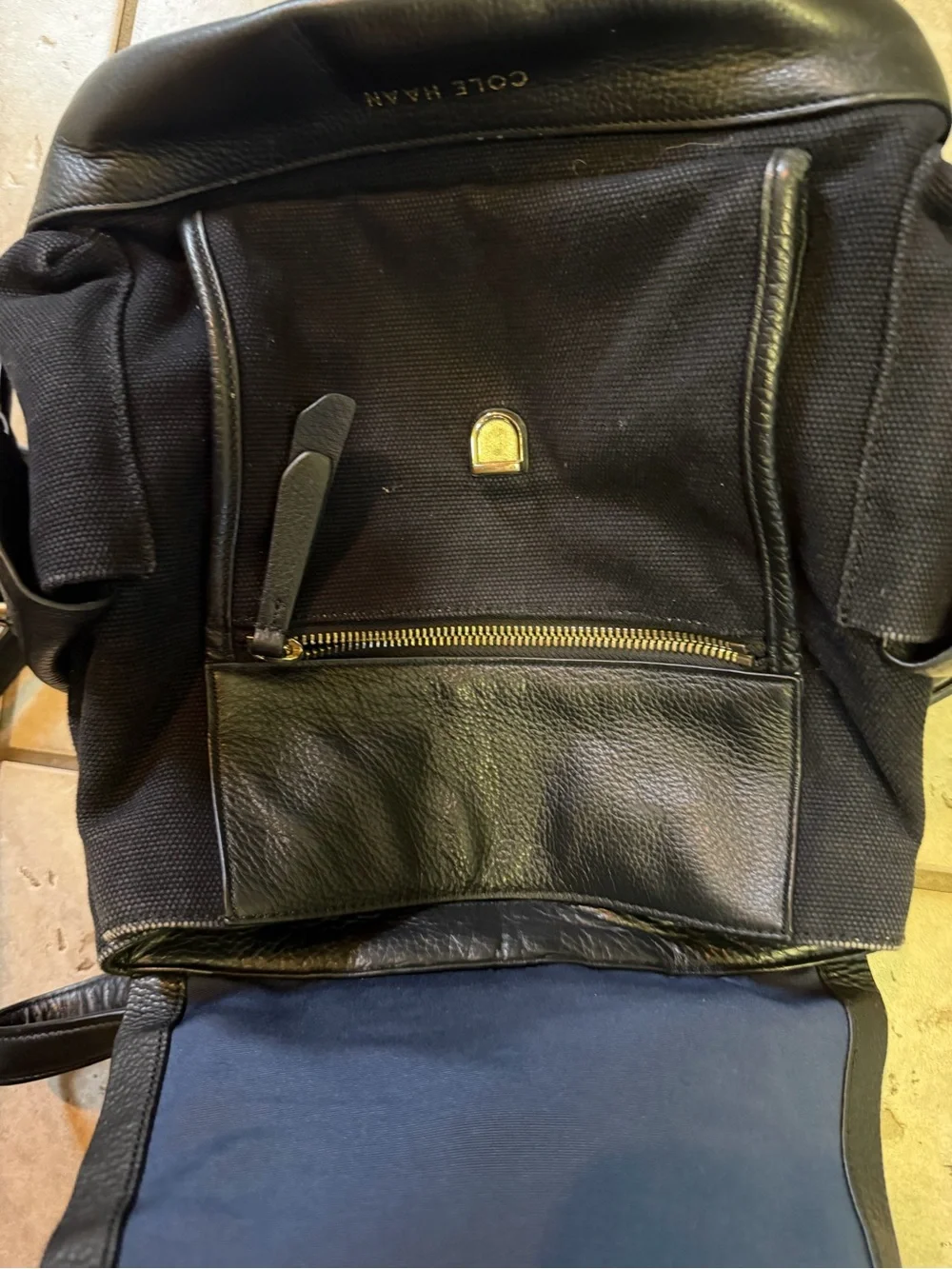 Cole haan  Black canvas Leather Backpack - Sleek Everyday Carry